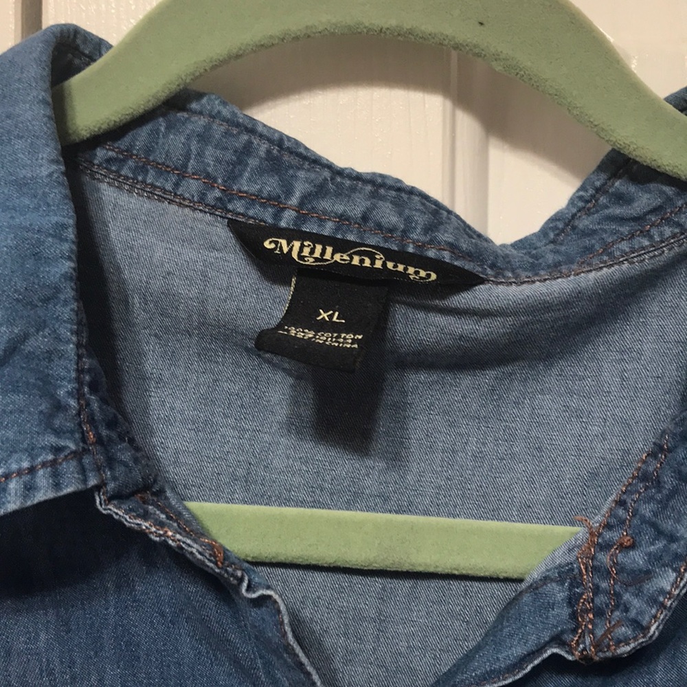 Basic Denim Button Down Shirt - image 3